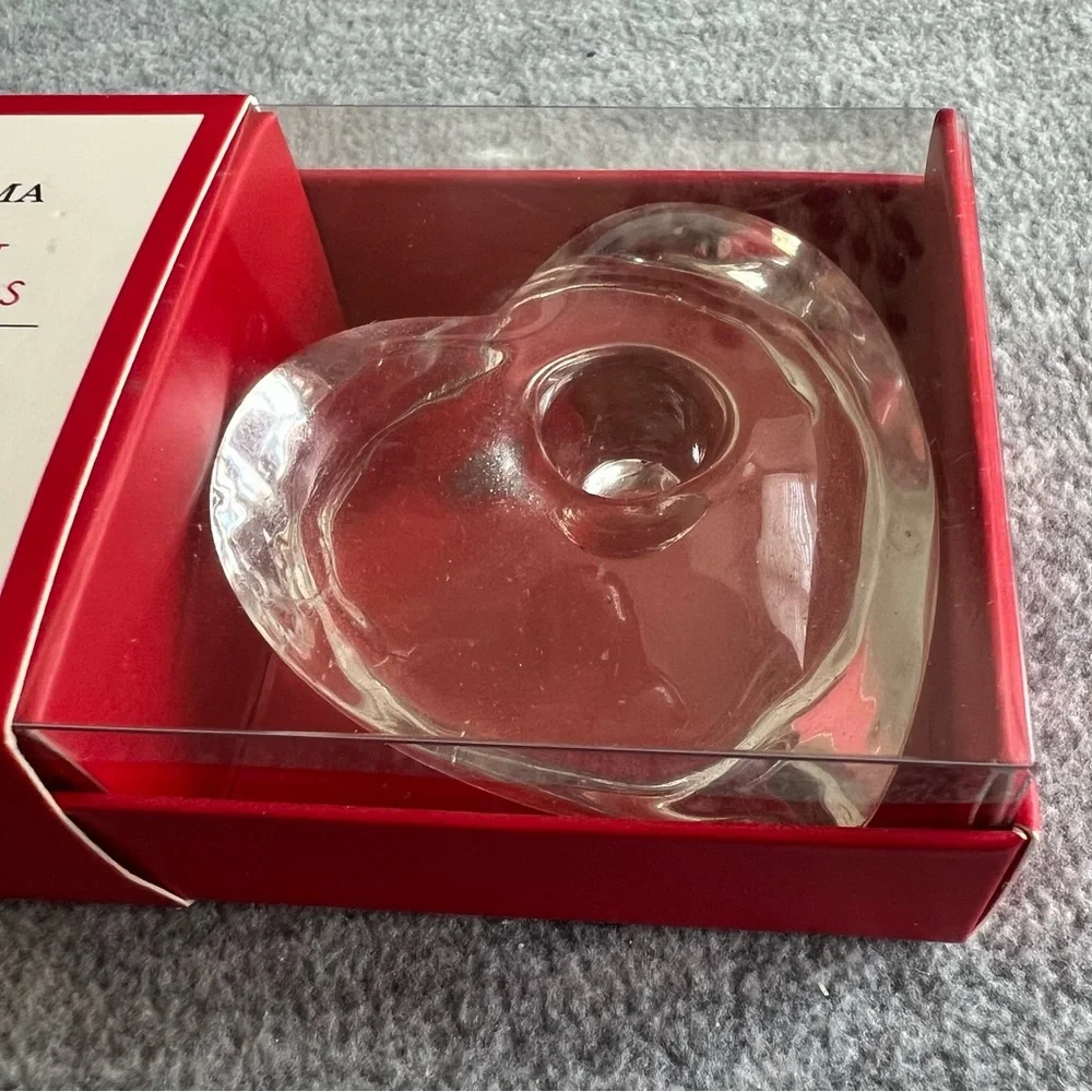 Williams-Sonoma Valentine Heart Tiny Taper Glass Candle Holders‎ New In Box